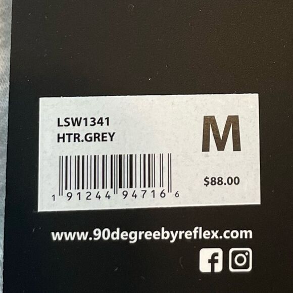 90 Degree By Reflex Cropped Sweatshirt Heather Gray Crewneck Long Sleeve M - Picture 6 of 7